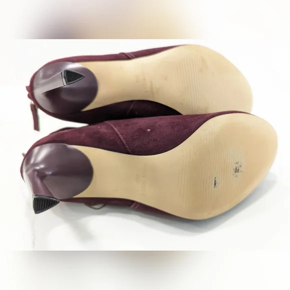 Nine West Womens 25021953-466 leather high heel Uloveit Ankle Bootie Wine Size 5 - Picture 6 of 12